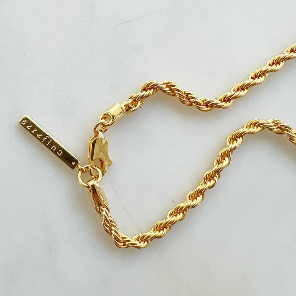 ✨sold✨ anthropologie • serefina 14k gold plated braided chain necklace - Picture 6 of 6